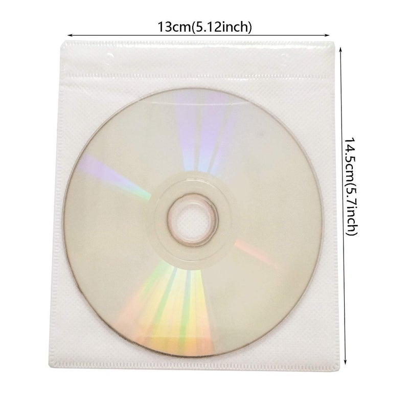 Baocool 100 Pack Premium CD DVD Sleeves,Thick Non-Woven Material Double-Sided Refill Plastic Sleeve for CD and DVD Storage Binders Disc Case (Yellow) - Image 2